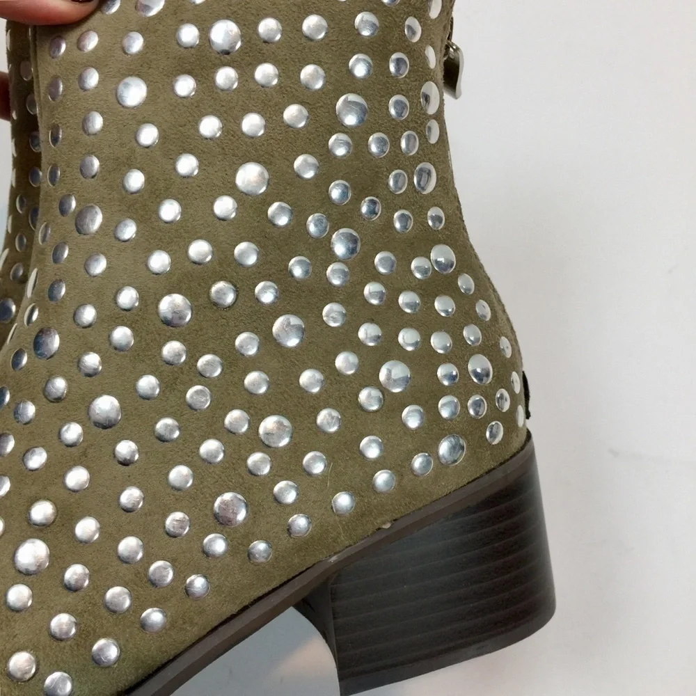 Mackin J Khaki Silver Studded Booties Size 7